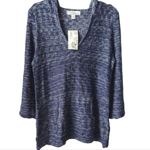 LOVE BY DESIGN 3/4 Bell Sleeve Pullover Hoodie W/Kangaroo Pocket, Blue, Size XL